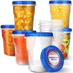 Stock Your Home 32oz Plastic Containers with Twist Top Lids (6 Pack), Quart Freezer Containers with Lids for Leftover Food, Airtight Reusable Soup Containers with Lids, Microwave and Dishwasher Safe