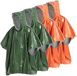 Emergency Poncho, 4 Pack Emergency Rain Poncho Thermal Blanket Poncho Weather Proof Outdoor Survival Camping Gear Waterproof Lightweight Raincoat for Hiking Camping