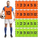 24 Pcs Scrimmage Training Vest - Soccer, Basketball, Football Bibs/Pinnies, Reversible Numbered Soccer Team Pennies Scrimmage Vests Practice Jersey with Belt for Adult Youth