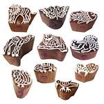 Clay Printing Stamps Small Animal Fish Shape Wooden Blocks (Set of 10)