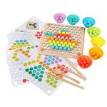 A Suit of Wooden Peg Board Beads Game Puzzle, Color Sorting Toys, Counting Matching Game,Fine Motor Skill Toys, Montessori Toys for Kids Toddlers