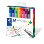 STAEDTLER 334 C36 Triplus Fineliner Superfine Pen, 0.3mm Line Width - Assorted Colours (Pack of 36)