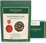 VAHDAM, Saffron Tea Loose Leaf (50 Cups/3.53oz) Blended w/Black Tea, Cardamom, Cinnamon, Clove, Almond, Saffron | Spiced Chai Tea Loose Leaf | Brew Hot Tea, Iced Tea Or Chai Latte