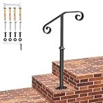 SPACEEUP Handrails for Outdoor Steps,38.8" Single Post handrail Fit 1-2 Steps Outdoor Stair Railing, Wrought Iron Handrail,Transitional Porch Railings