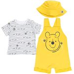 Disney Winnie the Pooh Infant Baby Boys French Terry Short Overalls T-Shirt and Hat 3 Piece Outfit Set 24 Months