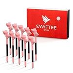 SWIFTEE Premium 10 Degree Golf Tees for Driver or Iron - Help Reduce Spin & Slice, Improve Distance & Precision (Pack of 10 Tees) (Pink, 83mm)