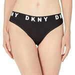 DKNY Women's Cozy Boyfriend Thong, Black, Medium