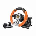 PC Racing Wheel,PXN V3II 180 Degree Universal Usb Car Sim Race Steering Wheel with Pedals for Xbox One, Xbox Series X/S, PS3, PS4, Switch (Orange)