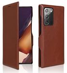 PULOKA Samsung Galaxy Note 20 Pu Leather Flip Back Cover Leather Wallet Case with Card Slot & Kickstand Function – Brown