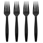 Prestee 100 Black Plastic Forks Heavy-Duty, Heavyweight Plastic Silverware Forks, Fancy Plastic Cutlery, Elegant Disposable Forks Pack, Bulk Disposable Flatware, Christmas Holiday Plastic Utensils Set