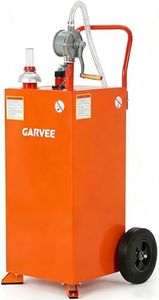 Fuel Transfer Tank with Pump, 35 Gallon Fuel Caddy, Gas Storage Tank, Gasoline Diesel Fuel Tank for Cars, Lawn Mowers, ATVs, Boats, More, Orange