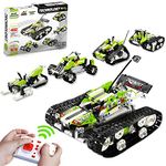 5 in 1 RC Tank - Remote Control STEM Building Blocks Robot - 400+ PCS Robotic Toys for 7 8 9 10 11 12 13 Year Old Boys - Perfect Educational Toys Gift for Kids