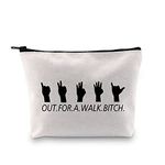 Buffy TV Show Inspired Out. for. A. Walk. Bitch. Zipper Pouch Makeup Bag for Vampire Fans Women (Out for A Walk Bitch Bag EU)