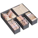 SONGMICS Drawer Organisers, Dresser Dividers, Set of 6, Foldable Fabric Storage Boxes for Socks, Underwear, Bras, Ties, Scarves, Slate Grey RDZ06G