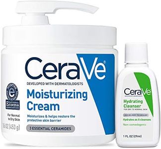 CeraVe Moisturizing Cream Combo Pack | Contains 16 Ounce with Pump and 1 Ounce Hydrating Facial Cleanser Trial/Sample Size