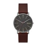 Skagen men's watch signature quartz/3 hand movement 40 mm case size with a leather strap SKW6860