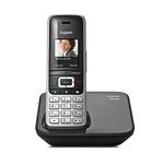 Gigaset Premium 100 DECT Cordless Telephone – Large TFT Colour Screen – Diary with 500 Contacts – Data Sync via USB, Audio, Platinum-Black