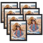 EXYGLO 8x10 Photo Frame Set of 7, Black 10x8 Picture Frames for Wall and Tabletop Diaplay- Ideal for Living Room, Bedroom, Hallway or Office