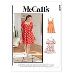 McCall's Misses' Baby Doll Dress Sewing Pattern Kit, Code M8197, Sizes 6-8-10-12-14, Multicolor