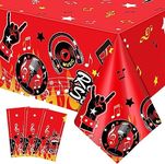 3 Pcs Rock and Roll Tablecloths Born to Rock Party Decorations Rock Star Table Cover Plastic Waterproof Music Tablecloths 50s 60s Rock and Roll Theme Party Supplies for Birthday Baby Shower Party