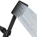 High Pressure Shower Head with Handheld - Modern Square Handheld Shower Heads - 6 Settings Detachable Shower Head with Hose, Change Settings Much Easier Than The Twist Ones, Shower Accessories, Black