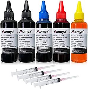 Aomya 500ml Universal Dye Ink Refill Kit for HP Canon Epson Brother Lexmark Printers Compatible Cartridges Refillable Cartridge CISS CIS System 4 Color Set with 4 Free Syringes (2BK, C, M, Y)