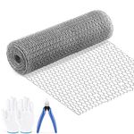 WAIZHIUA Chicken Wire 40cm x 5m Galvanised Hexagonal Floristry Chicken Wire Mesh Garden Wire Netting Fence with Cutting Plier Gloves for DIY Craft Garden Animal Fencing Protection