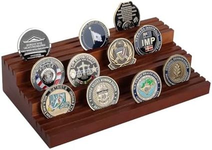 Samplife Challenge Coin Display Stand,Three-Tier Coin Rack Military Coins Display Holders Shelves,Wooden Army Collectible Coins Holder Case Holds 45-50 Coins Christmas Gift