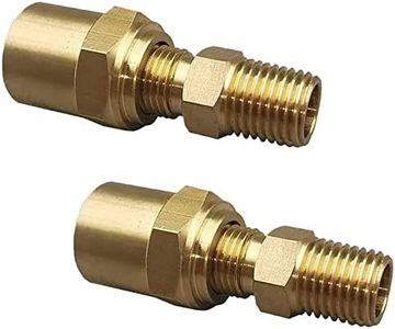 2 Pack Pipe Fitting Adapter of 1/4" NPTF Male x 3/8" Hose ID x 5/8" Hose OD, Pipe Connector Replacement Part, Brass