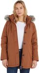 Tommy Hilfiger Women's Jacket Padded Parka With Fur Winter, Brown (Natural Cognac), XL