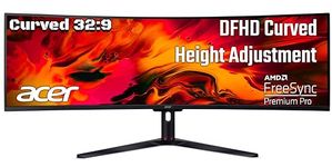 Acer Ei491Cr 49 Inch (124.46 Cm) Led 1800R Curved Dfhd 3840 X 1080 Pixels Va Monitor I 32:9 Aspect Ratio I AMD Radeon Freesync2 Technology I 144Hz I Vesa Certified Display HDR 400 I Dci-P3 Black