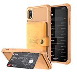 Leather iPhone XR case 3 Card Slots(ID Card,Credit Card Photo Fram or License) 6.1inch Drop Protection,Holder Magnetic Shockproof Concise Screen Protector for iPhone XR 2019 Release-Brwon