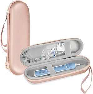 ProCase Electric Toothbrush Hard Travel Case Fit for Oral-b Pro 1000 1500 7000 8000/ Philips Sonicare 5100 6100, Battery Toothbrush Carrying Case Holder Container, Mesh Pocket for Accessories–Rosegold