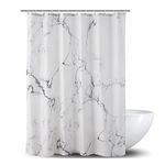 Imikoko White Marble Shower Curtain Sets with 12 Hooks, Modern Concise Bathtub Curtain, Waterproof Mildew Resistant Polyester Fabric, 72" x 72"