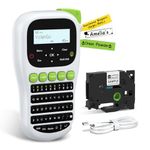 Label Maker Machine, Label Printer, H1100 Label Maker Portable Handheld Labeling Machine with Backlit-LCD, Wire Label Makers with-Tape 12mm Laminated, Inkless Labeler for School Office Organization