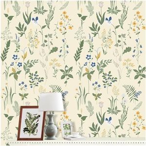 Cismmy Peel and Stick Wallpaper Boho in Removable Wallpaper for Bedroom Bathroom Easy Peel Off Wallpaper Stick on Wallpaper Floral Contact Paper Renter Friendly Wall Paper, 17.5 x 118 Inches