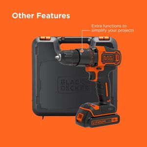 BLACK+DECKER 18V Hammer Drill – Cordless Power Tool