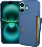 Smartish® iPhone 16 Wallet Case - Wallet Slayer Vol. 1 [Slim + Protective] Credit Card Holder - Drop Tested Hidden Card Slot Cover Compatible with Apple iPhone 16 - Blues on The Green