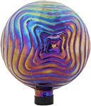 Sunnydaze 10-Inch Rippled Texture Outdoor Gazing Globe - Decorative Ball Lawn Ornament for Patio and Backyard - Iridescent