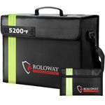 ROLOWAY Large Fireproof Bag 5200°F Heat Insulated (17 x 12 x 5.8 inches) with Reflective Strip, Fireproof Document Bag with Fireproof Money Bag for Cash Safe, Fireproof Safe Bag for Document Safe