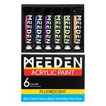 MEEDEN Fluorescent Acrylic Paint, Set of 6 Neon Colors/Tubes (0.74 oz, 22 ml), Rich Pigments, Non Toxic Art Craft Heavy Body Acrylic Paints for Artist Adult Beginner, Art Supplies for Canvas Painting