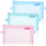 3 Pcs Pencil Case Set, Clear Pencil Case, Mesh Zipper Pencil Bags, Nylon Exam Pencil Pouch for Students, Office Stationery Storage Pouch for Adults (Pink, Green, Blue)