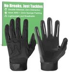 RIGWARL Lineman Football Gloves for Adults, Black Padded Football Gloves for Men, Offensive Defensive Lineman Glove with Super Sticky Grip(L)