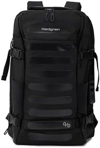 Hedgren TRIP LARGE Travel Backpack – Expandable, Water-Repellent RPET, Carry-On with RFID Protection, Laptop & Clothing Compartments, Rain Cover & Smart Sleeve - 36.2 L (Black)