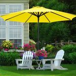 MEWAY 12' Patio Umbrella Large Outdoor Table Umbrella with Crank Lift System, Market Deck Pool Backyard Garden Sunshade Umbrella 8 Sturdy Ribs UV Protection, (12FT,Yellow)