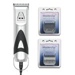 MASTERCLIP Black Russian Terrier Dog Clippers, Mains Powered Professional Grooming Set with 3 x Premium A5 Blades (10, 7 & 5 Skip), Ideal for Clipping Dogs with a Thick Double Coat