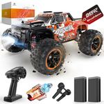 DEERC Brushless RC Truck, 45KM/H High-Speed RC Car for Beginner, 4x4 All-Terrain Remote Control Monster Truck W/Metal Shocks, 2.4GHz RC Racing Vehicle W/ 2 Batteries, for Kids and Adults