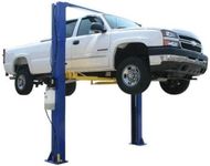 Atlas Automotive Equipment 9KOHX 2-Post Vehicle Lift, Overhead Hoist, 12' Minimum Ceiling Height, Clear Floor Design, 9,000lb Capacity, Dual-Point Lock Release, Dual Hydraulic Chain Drive Cylinders