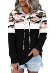 BETTE BOUTIK Womens Casual Hoodies Long Sleeve Drawstring Pullover Hooded Sweatshirts for Women Plaid Blouses Tops with Pocket Plus Size 3X-Large Spring Pink Camo