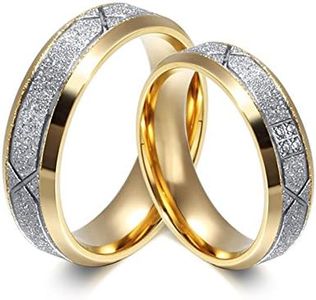 ANAZOZ Anillo Mate Anillos de Parejas Anillo Acero Inoxidable Anillo Plata Oro Anillos Parejas Mujer Talla 20 & Hombre Talla 22